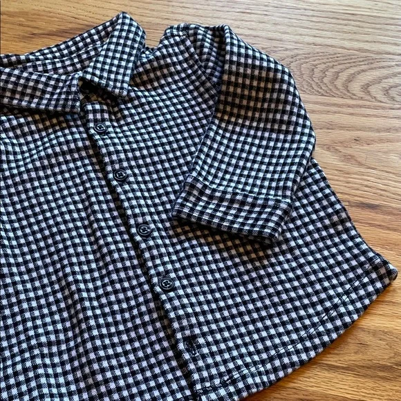 Hanna Andersson - Black and White Checkered Button-Down Shirt with collar - Picture 7 of 10